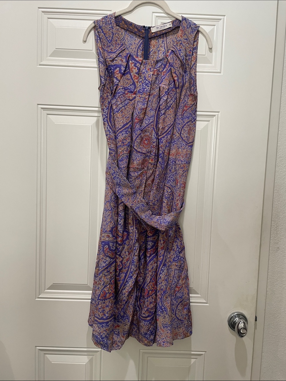 Etro Purple Paisley Sleeveless Silk Dress
